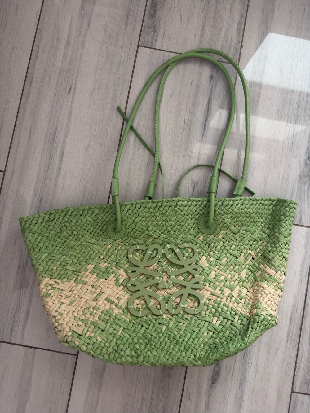 Women's Retro boho Green Straw Handbag Medium